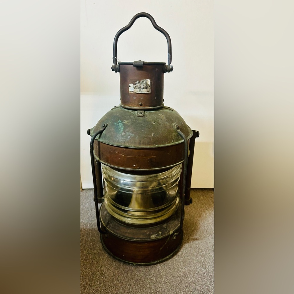 Antique 1820s Japanese Brass Copper ship oil lantern Nautical boat decor old
